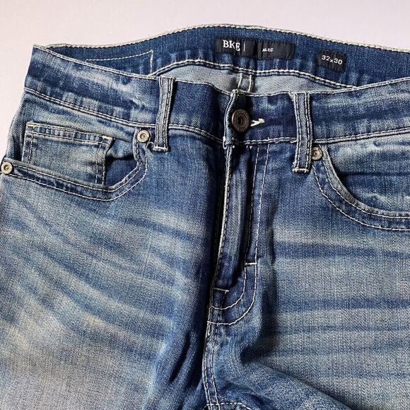 BKE Buckle Jeans Mens 32x30 Alec Blue Straight Leg Embroidered Stretch Comfort - Picture 10 of 13